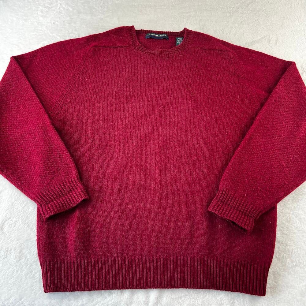 Clay Brooke Vintage Maroon Red Wool Sweater Men's size large